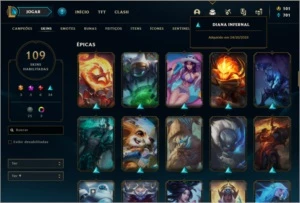 Conta de um único dono! com várias skins raras e LEVEL 100+ - League of Legends LOL