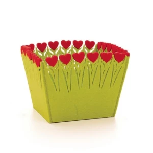 Cachepot Feltro Quadrado Coração - Vermelho - Artesanato e Personalizados