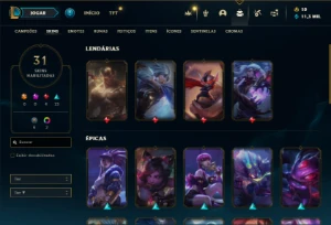 Unranked com 65 Champs e 31 Skins - League of Legends LOL