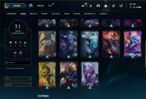 Unranked com 65 Champs e 31 Skins - League of Legends LOL