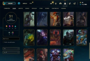 Unranked com 65 Champs e 31 Skins - League of Legends LOL