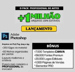 Pack +1 Milhão DESIG | Redes Socias | Photoshop | Canva | - Outros