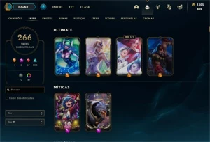 Conta LOL plat1 - 75pdl(decay) emotes de mestre + 266skins - League of Legends