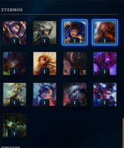Conta LOL plat1 - 75pdl(decay) emotes de mestre + 266skins - League of Legends