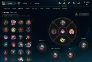 Conta LOL plat1 - 75pdl(decay) emotes de mestre + 266skins - League of Legends