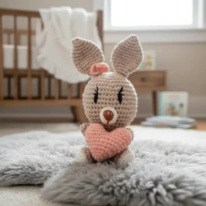 Coelhinho com Coração em Amigurumi - Artesanato e Personalizados