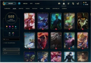Conta lol Ouro 2 com 502 skins e todos os campeoes - League of Legends