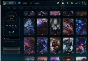 Conta lol Ouro 2 com 502 skins e todos os campeoes - League of Legends