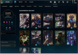 Conta lol Ouro 2 com 502 skins e todos os campeoes - League of Legends