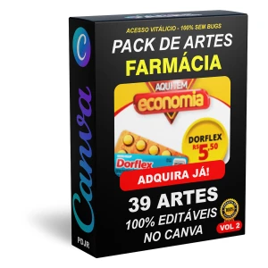 Pack Canva Farmácia - 39 Artes Editáveis - Serviços Digitais