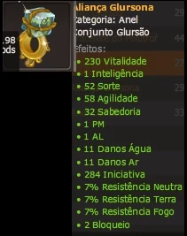 Vendo Aliança Glursona Exo Pm Servidor Spirita - Dofus