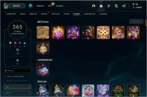 conta league of legends unranqued 527 skins LOL