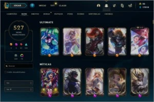 conta league of legends unranqued 527 skins LOL