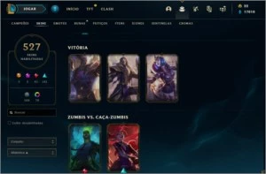 conta league of legends unranqued 527 skins LOL