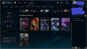 Conta Nvl 96 Unranked 56 champs 17 Skins e 72 Ícones - League of Legends LOL