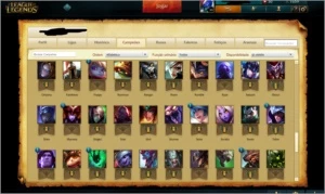Unranked - Borda Gold 2 - 104 champeoes - 83 skins - League of Legends LOL