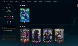 Conta LOL (173 Skins, contendo os eternos) - League of Legends