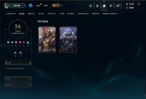 Prata 3 com TODOS os Champs e 36 Skins +1 Prestigio + 1920RP - League of Legends LOL