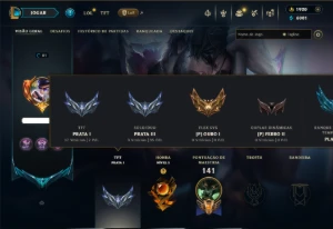 Prata 3 com TODOS os Champs e 36 Skins +1 Prestigio + 1920RP - League of Legends LOL