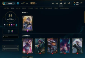 Prata 3 com TODOS os Champs e 36 Skins +1 Prestigio + 1920RP - League of Legends LOL