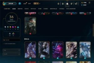 Prata 3 com TODOS os Champs e 36 Skins +1 Prestigio + 1920RP - League of Legends LOL