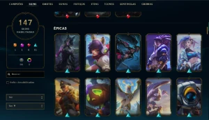 Conta LoL Prata lll - 147 skins - League of Legends