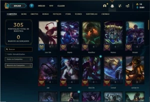Conta Platina 4 com 90 Champs e 39 Skins + 2 Fragmentos - League of Legends LOL