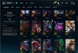 Conta Platina 4 com 90 Champs e 39 Skins + 2 Fragmentos - League of Legends LOL