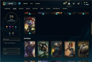 Conta Platina 4 com 90 Champs e 39 Skins + 2 Fragmentos - League of Legends LOL