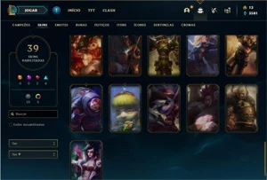 Conta Platina 4 com 90 Champs e 39 Skins + 2 Fragmentos - League of Legends LOL