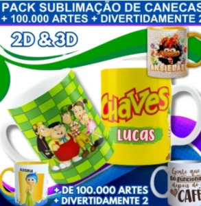Pack Sublimação Para Canecas + De 100.000 + Divertidamente 2 - Others