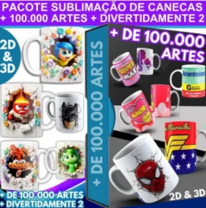Pack Sublimação Para Canecas + De 100.000 + Divertidamente 2 - Others