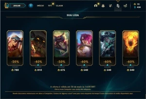 Conta prata 4 com 15 Skins e 56 Champs - League of Legends LOL