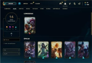 Conta prata 4 com 15 Skins e 56 Champs - League of Legends LOL