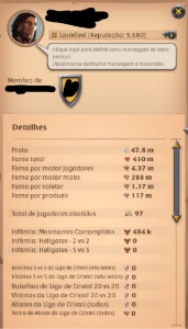 Machados + Coletas T7 + Refino T8 FULL 410m Fama 100m+PRATA - Albion Online