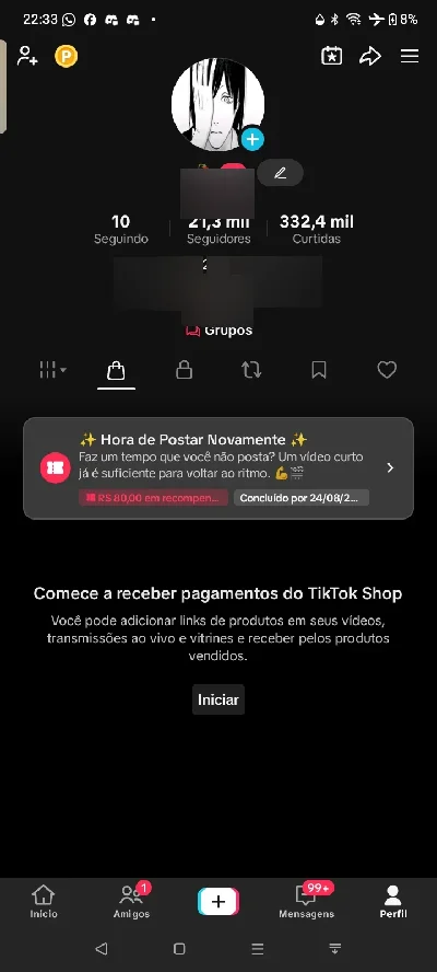 Conta  tiktok monetizada - Redes Sociais
