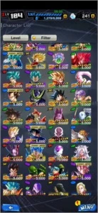 Conta de dragon ball legends level 184 vendo
