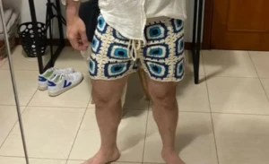 Shorts masculino crochê olho grego - Artesanato e Personalizados