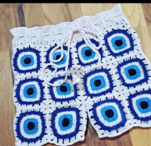 Shorts masculino crochê olho grego - Artesanato e Personalizados