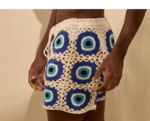 Shorts masculino crochê olho grego - Artesanato e Personalizados