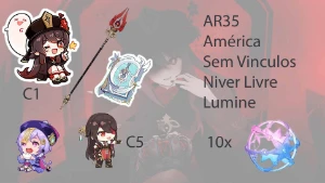 AR35 - Hutao C1 + BIS+ Qiqi + Oração + Beidou C5 + 10 tiros - Genshin Impact