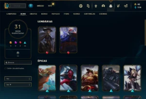 Conta Ferro 3 com 60 Champs e 31 Skins ( MAIS DE 200 JOGOS ) - League of Legends LOL