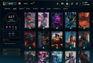 Esmeralda 4 com TODOS os champs e 447 Skins + 1444 RP - League of Legends LOL