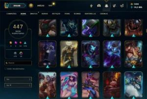 Esmeralda 4 com TODOS os champs e 447 Skins + 1444 RP - League of Legends LOL