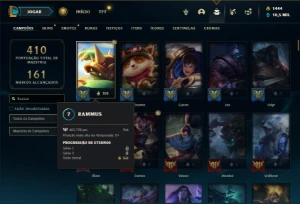 Esmeralda 4 com TODOS os champs e 447 Skins + 1444 RP - League of Legends LOL