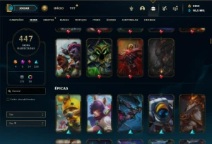 Esmeralda 4 com TODOS os champs e 447 Skins + 1444 RP - League of Legends LOL