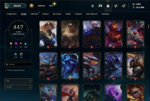 Esmeralda 4 com TODOS os champs e 447 Skins + 1444 RP - League of Legends LOL