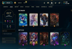Esmeralda 4 com TODOS os champs e 447 Skins + 1444 RP - League of Legends LOL