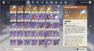 Conta Genshin Impact AR 57/ 13 char T5/ 6 armas T5/ HUTAO