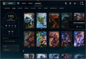Conta de LoL com 195 skins incluindo Ryze Triunfante - League of Legends